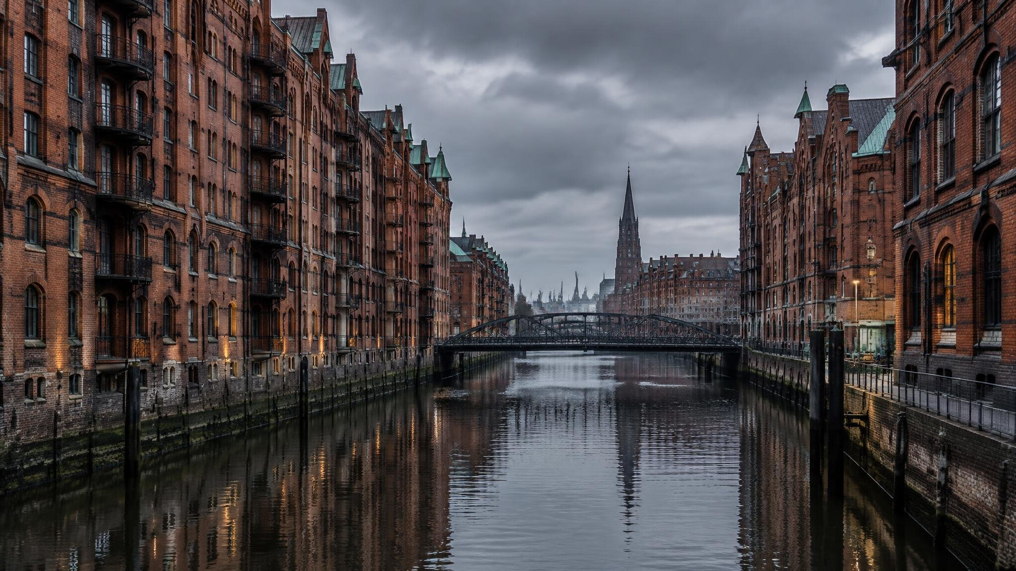 Hamburg harbour brick warehouses by the water