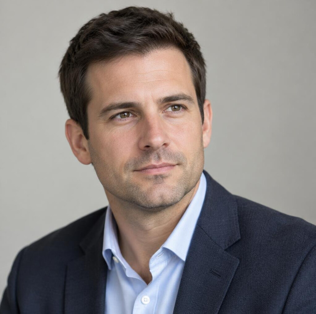 Portrait of a man with short dark hair
