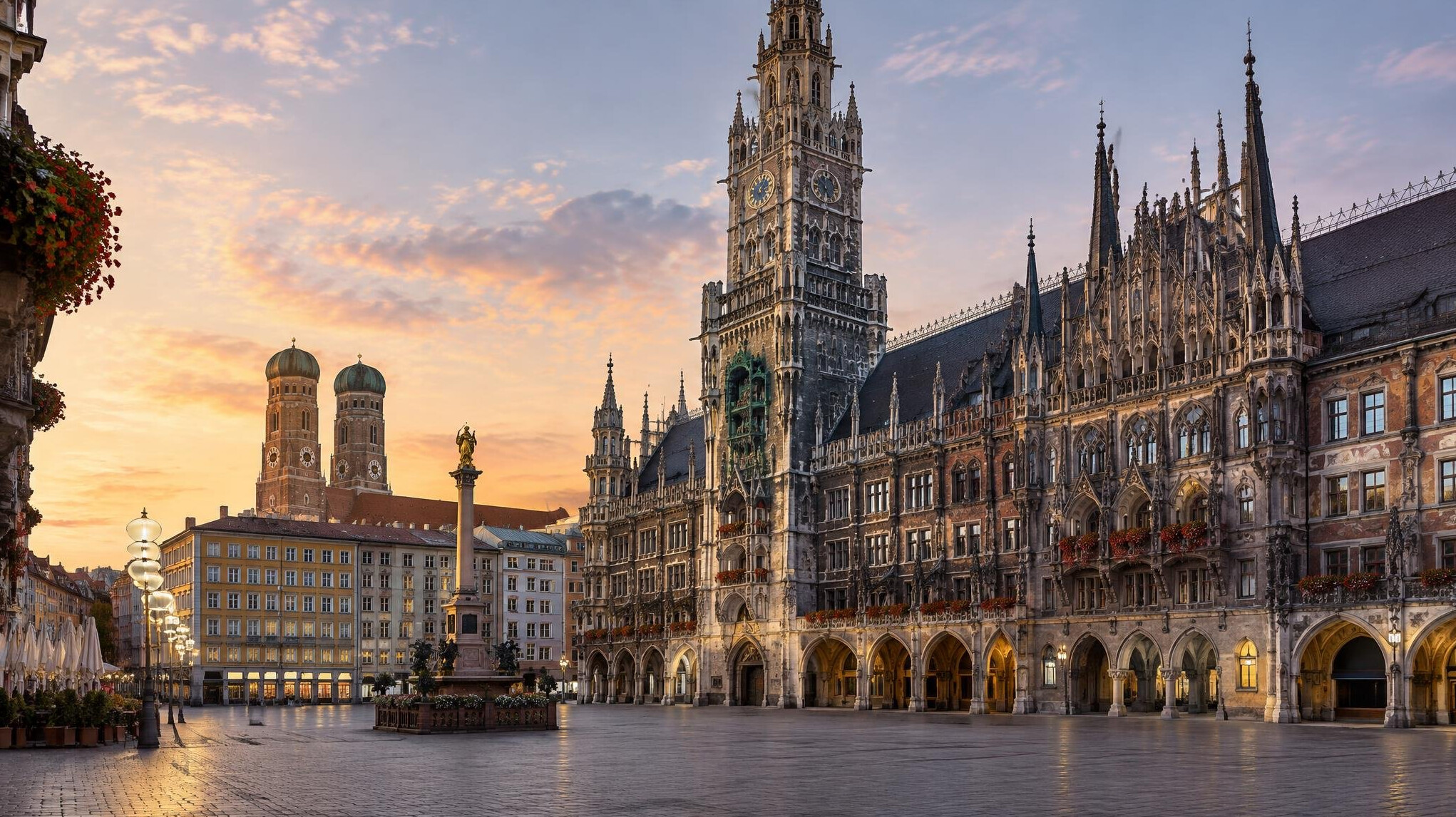 Munich old town square with historic buildings